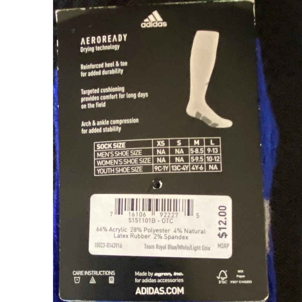 Adidas Baseball Over the Calf Socks Royal Blue Aeroready Compression Size S New